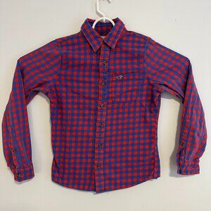 Hollister Casual Button Down Mens Medium Red Blue Plaid Y2K Preppy Flannel Shirt